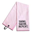 Toalha de golfe WUUCKOO Swing Swear Repeat bordada rosa