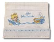 Toalha de lavabo Bordada em Azul Meu Batizado
