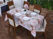 Toalha de Mesa 12 Lugares 4,50 x 1,40 Cozinha Copa Sala de Jantar Oxford Estampa Bule Rosa