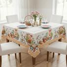 Toalha de Mesa 4 Lugares Páscoa Estampada Decorativa Ideal para Mesa Posta e Almoço em Família