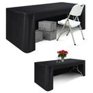 Toalha de mesa ABCCANOPY retangular de 6 pés de poliéster preto x2