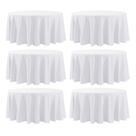 Toalha de mesa Aocoz redonda 305 cm, poliéster branco, pacote com 6, 120 polegadas