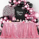 Toalha de mesa B-COOL 127x203 cm, lantejoulas rosa, decoração de festa