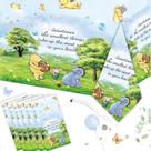 Toalha de mesa B4b3e Winnie Bear Baby Shower azul 137x274cm x6