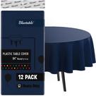 Toalha de mesa Bluetable azul marinho descartável 84", pacote com 12 Toalha de mesa Bluetable azul marinho descartável 84", pacote com 12