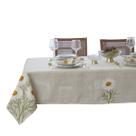 Toalha de Mesa Bordada Margaridas Em Linho 8 Lugares Filipinas Atelie Jolitex