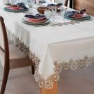 Toalha de Mesa Bordada Veneza Bege 8 Lugares 1,60X2,70 m Jolitex Toalha de Mesa Bordada Veneza Bege 8 Lugares 1,60X2,70 m Jolitex