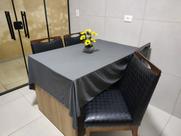 Toalha de Mesa de Cozinha Copa Sala de Jantar 10 Lugares 3,00m x 1,40m Malha Gel Cinza