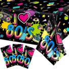 Toalha de mesa de festa Tegeme 80's Plastic 108x54", pacote com 3