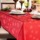 Toalha de Mesa de Natal Retangular 6 Lugares Impermeável 1,40X2,10M Vermelha