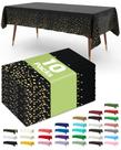 Toalha de mesa de plástico descartável, pacote com 10, 137x274cm, preto/dourado