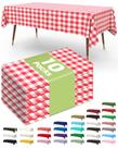 Toalha de mesa de plástico descartável, pacote com 10 unidades, 137x274cm, xadrez vermelho