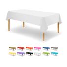 Toalha de mesa de plástico, dimensões de festa, branca para retângulo: 54x108in Toalha de mesa de plástico, dimensões de festa, branca para retângulo: 54x108in