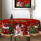 Toalha De Mesa De Poliéster Estampada De Natal Com Adesivos Autoadesivos Para Cozinha, Sala De Estar
