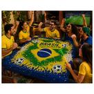 Toalha de Mesa De Tecido Sublimado Futebol Do Brasil Rumo ao Hexa Verde e Amarela
