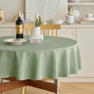 Toalha de mesa Decorelia Faux Linen redonda 152cm verde impermeável Toalha de mesa Decorelia Faux Linen redonda 152cm verde impermeável
