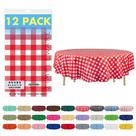 Toalha de mesa descartável de plástico ZIMPLEWARE Premium Red Gingham Checkered (pacote com 12) redonda 213 cm