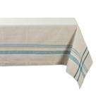Toalha de Mesa DII Listras Francesas 152x213 cm Taupe e Azul-Esverdeado