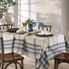 Toalha de Mesa Dohler Renova Luna Xadrez Azul e Creme Clean Limpa Fácil