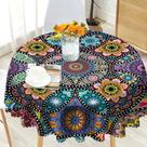 Toalha de mesa Eikione Boho redonda 152cm Poliéster Impermeável