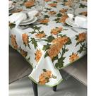 Toalha de Mesa em Gorgurinho Floral Laranja