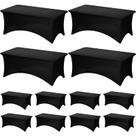 Toalha de mesa Fixwal Black Spandex de 6 pés para mesas de 6 pés (pacote com 12)
