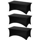 Toalha de mesa Fixwal Black Stretch Spandex Retangular de 6 pés (pacote com 3)
