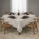 Toalha de Mesa Floral Bege Quadrada 4 Lugares Alana Dohler