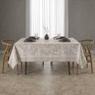 Toalha de Mesa Floral Bege Retangular 8 Lugares Alana Dohler