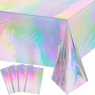 Toalha de mesa FunnyPars Iridescent Plastic 137x274cm, pacote com 4 Toalha de mesa FunnyPars Iridescent Plastic 137x274cm, pacote com 4