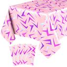 Toalha de Mesa Gilprop 4pcs Rosa com Estampa Roxa de Raio 274x137cm