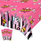 Toalha de mesa gisgfim Super Girl Hero Party Pink 274cm x 137cm x3 Toalha de mesa gisgfim Super Girl Hero Party Pink 274cm x 137cm x3