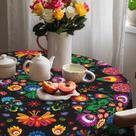 Toalha de mesa Hexagram Mexican Waterproof 152cm redonda preta