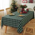 Toalha de mesa JIALE Gingham, algodão, tecido de linho, verde, 140x230cm Toalha de mesa JIALE Gingham, algodão, tecido de linho, verde, 140x230cm