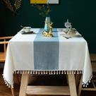 Toalha de mesa JIALE impermeável de algodão de linho 140x180cm azul e branco Toalha de mesa JIALE impermeável de algodão de linho 140x180cm azul e branco