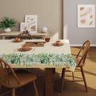 Toalha de Mesa KazzaVip Estampada Pop 80% Algodão e 20% Poliéster Retangular 6 Lugares Palmas 1,40mx2,10m Bege