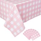 Toalha de mesa Kesfey rosa/branca quadriculada 137x274cm Plástico x8