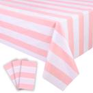 Toalha de mesa Kesfey rosa listrada 137x274cm de plástico impermeável