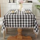 Toalha de mesa Laolitou 178x140cm Algodão Linho Preto Branco