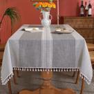 Toalha de mesa Laolitou impermeável de algodão de linho 140x260cm cinza