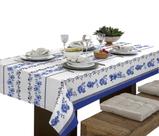 Toalha De Mesa Linhão 4 Lugares Quadrada Floral Azul Toalha De Mesa Linhão 4 Lugares Quadrada Floral Azul