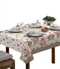 Toalha De Mesa Linhão 4 Lugares Quadrada Floral Bege