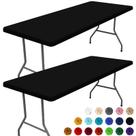 Toalha de mesa Moosfor Spandex, pacote com 2 unidades para mesa retangular de 8 pés, preta