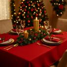 Toalha de Mesa Natal Retangular Oxford 100% Poliéster Mesa Posta Natalina - Diversos Tamanhos