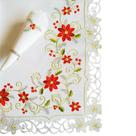 Toalha De Mesa Natalina 1.82x3.20m com 12 Guardanapos 45x45cm Bordados Flores