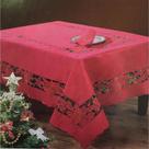 Toalha de Mesa Natalina Retangular 274x182cm com 8 Guardanapos 45x45cm Vermelha Saldão