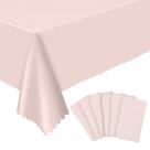 Toalha de mesa NatNarr de plástico rosa claro, pacote com 6, 137x274cm Toalha de mesa NatNarr de plástico rosa claro, pacote com 6, 137x274cm