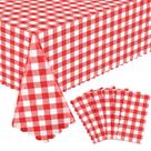 Toalha de mesa NatNarr Red Gingham PEVA 54x108cm, pacote com 6 Toalha de mesa NatNarr Red Gingham PEVA 54x108cm, pacote com 6