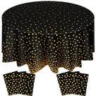 Toalha de mesa Newwiee Round Dot 213 cm, plástico, preto, ouro, 6 unidades