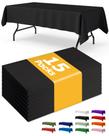 Toalha de mesa Niuara preta retangular de plástico 54x108", pacote com 15